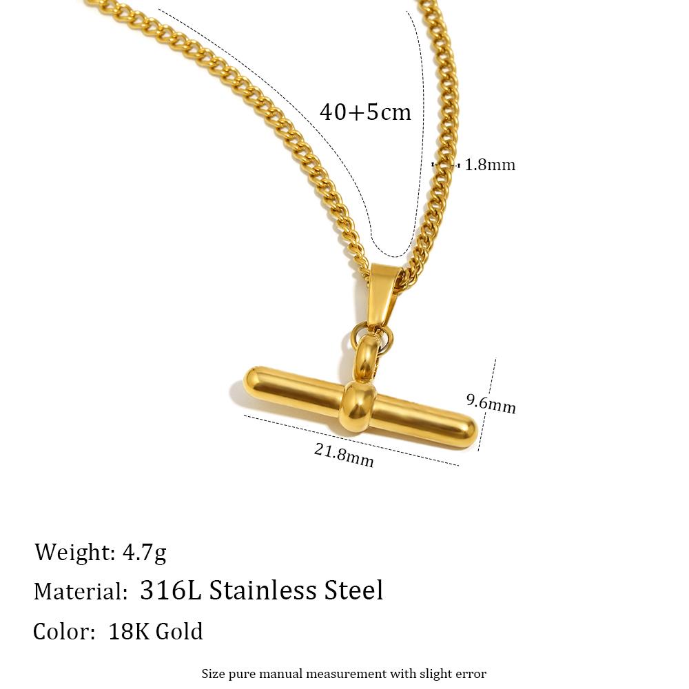 

MamacitaSlay 316L Stainless Steel T-Bar Pendant Necklace Earrings Waterproof 18K Gold Plated Jewelry Women s Earrings Necklace