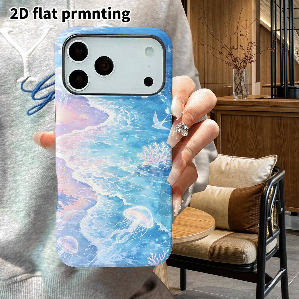 Phone Case: 2D Flat Design Suitable for iPhone 18, 17, 16, 15, 14, 13 Pro Film Protective Case, Couple Style, Dreamy Seaside, Christmas and Halloween 