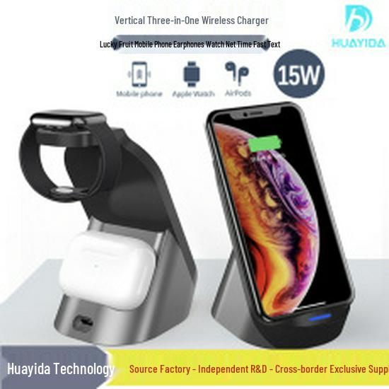 Sleek 6-in-1 Wireless Charger for Apple Watch, Earbuds & Phones - Fast Charging