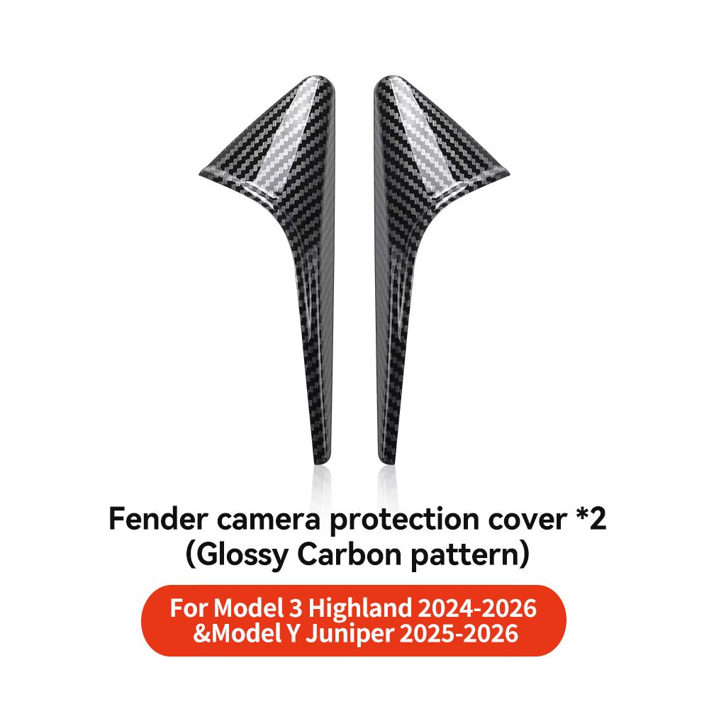 YZ Turn Signal Camera Trim Cover forTesla Model 3 Y Accessories Side Leaf Board Protector ABS Matte Carbon Fiber Pattern