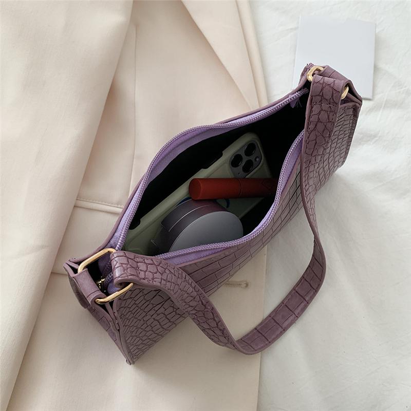 Retro Crocodile Pattern Shoulder Bag For Women Pu Leather Armpit Bag France Clutch Bag Casual Female Clutch Handbags Purse Tote Quality
