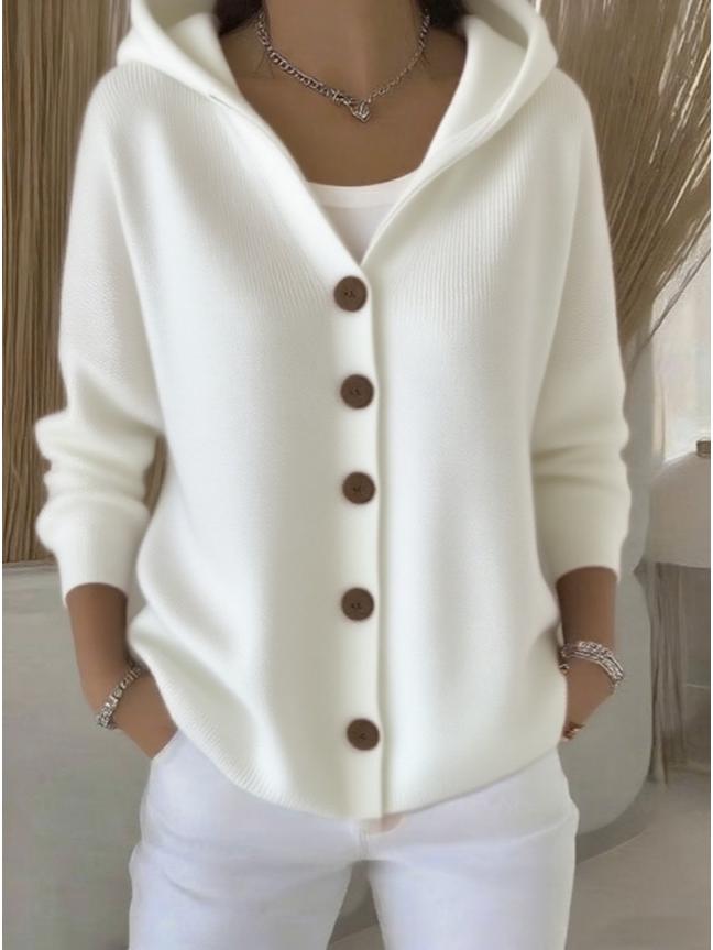 Γυναικεία Πλεκτή Καρδιγάν Μπλούζα με Κουκούλα 2025 - Μονόχρωμη, Casual Μόδα για Φθινόπωρο & Χειμώνα στην Ευρώπη & την Αμερική