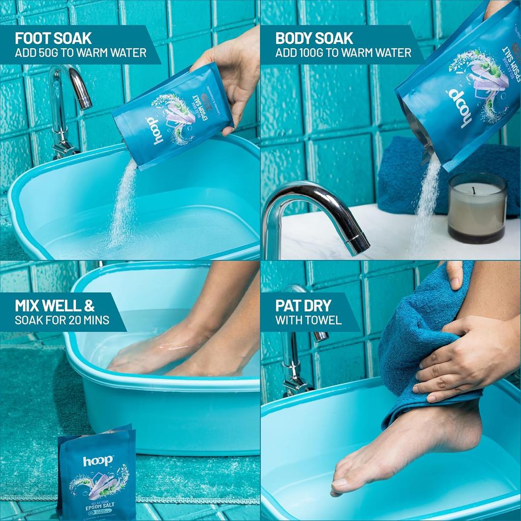 hoop Epsom Salt Lavender & Chamomile 400 g Pack for Foot Soak Muscle Relaxation and Skin Care
