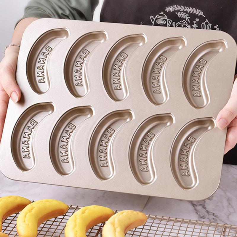 1/10 Hole Baking Pan Carbon Cake Baking Mold Baking Tray Non-Stick Muffin Diy Banana Cake Pan Moulds Baking Pans Bakeware Tools
