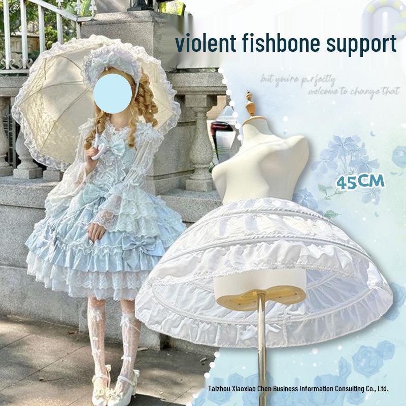 Adult Three-Hoop Cosplay Petticoat: Violent Fishbone Tutu, Flower Girl Princess, Lolita Bell-Shaped Skirt.