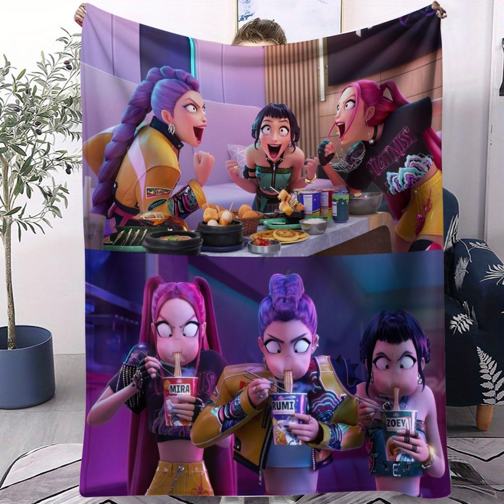 K Pop Demon Hunters Warmth Flannel Blanket Cover Soft Multifunctional Decorative Blanket Universal Blankets Holiday Gifts