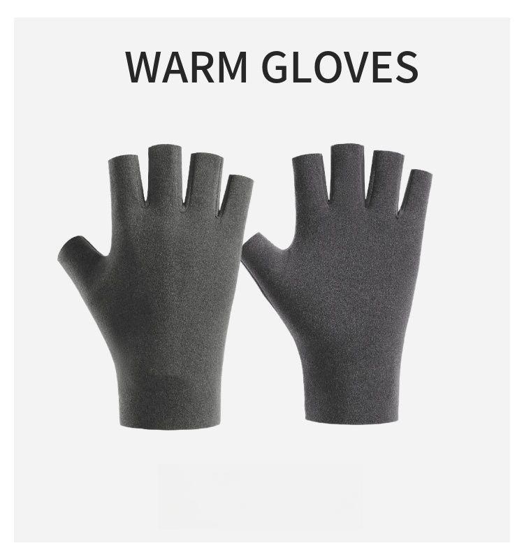 Open-finger Gloves Half-Finger Men's and Women's Winter Fleece Lined Touchscreen Anti-Freeze Gloves for Driving and Cycling