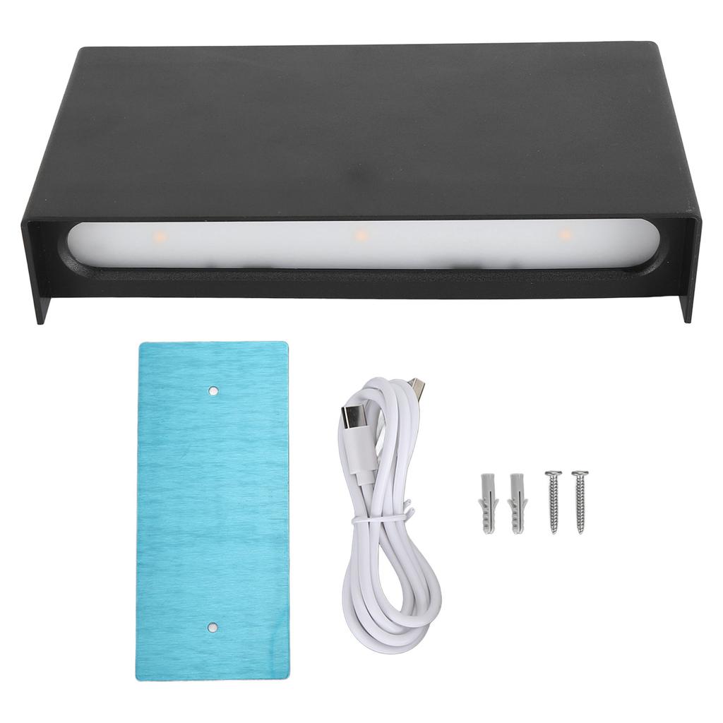 LED Wall Lamp Stepless Dimming Rechargeable Magnetic Adhesive Up Down Lighting Wall Light for Living Room Hallway Black