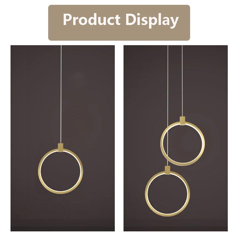 Modern LED Pendant Lights Bedside Decor Lamps Gold Round Hanging Fixtures Bedroom Living Room Bar Home Lamp Led Lighting Lustre