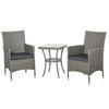 Poly Rattan Garden Furniture Set, Outdoor Lounge Balcony Furniture for 2 People, 3-Piece Seating Group, 2 Chairs, Table, Seat Cushions