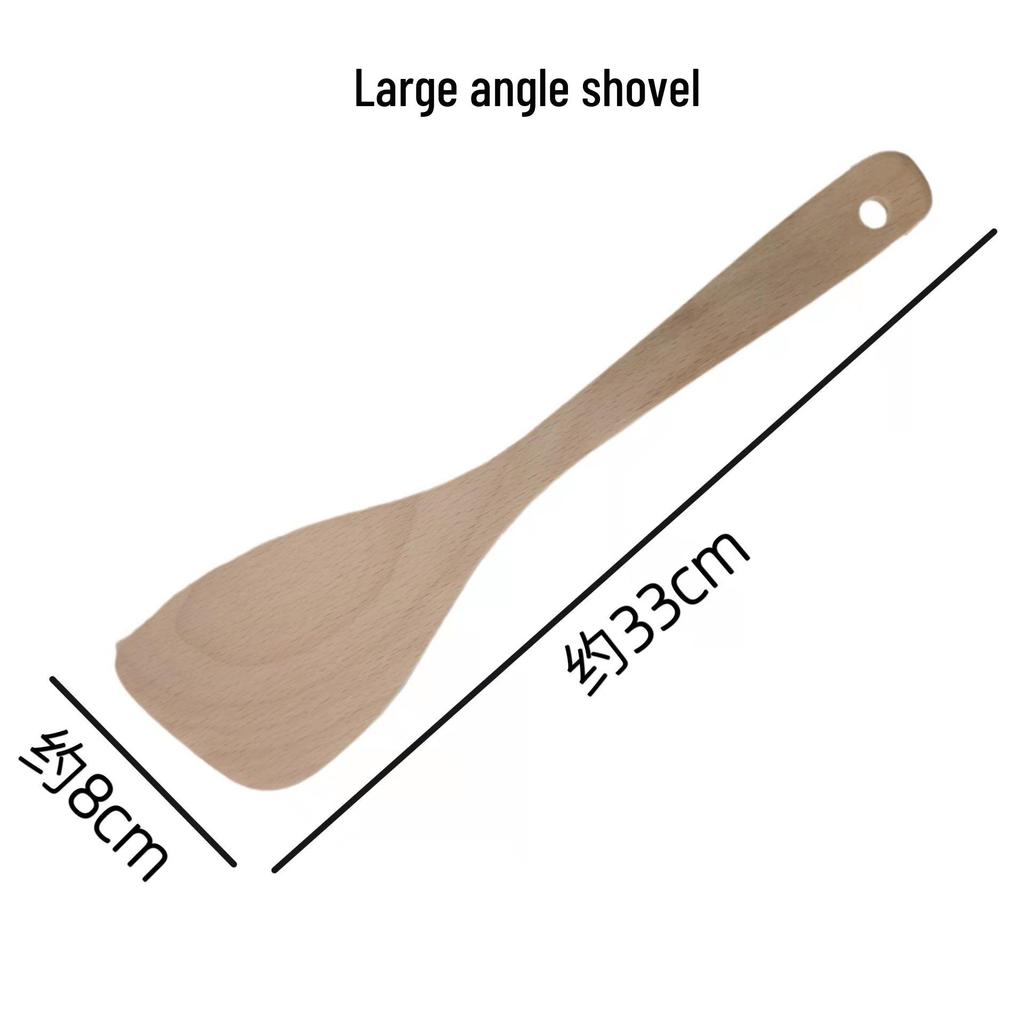 Unpainted Beech Wood Non-stick Spatula and Ladle Set - Modern Simple Wooden Cooking Utensils