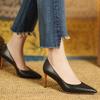 Nude High-End Leder High Heels, dünne Absätze, Reifen Rindsleder spitze weiche Lederschuhe, flacher Temperament Dinner Brautjungfern Damenschuhe