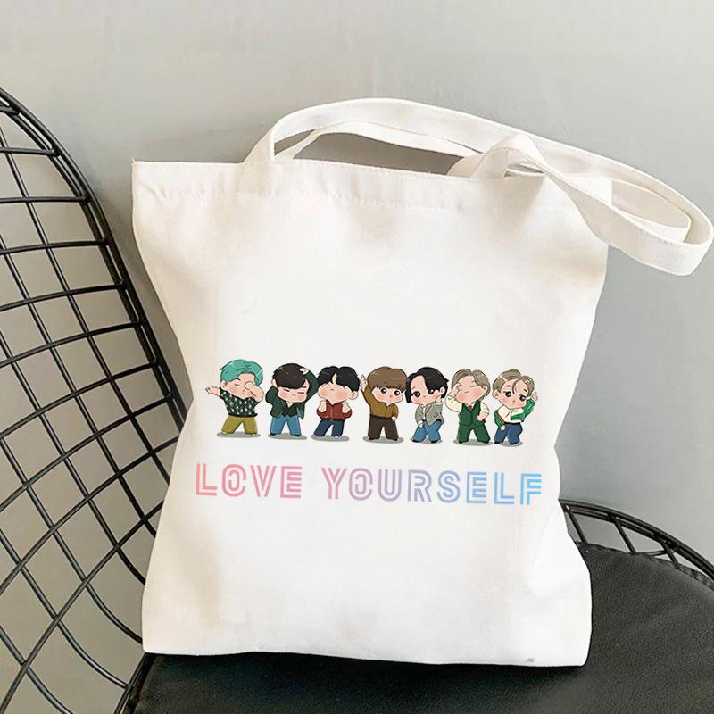Korean Style Cartoon Print Tote Bag for Women Men Large Capacity Oxford Cloth Shoulder Crossbody Bag Fashionable Commute Backpack KTB