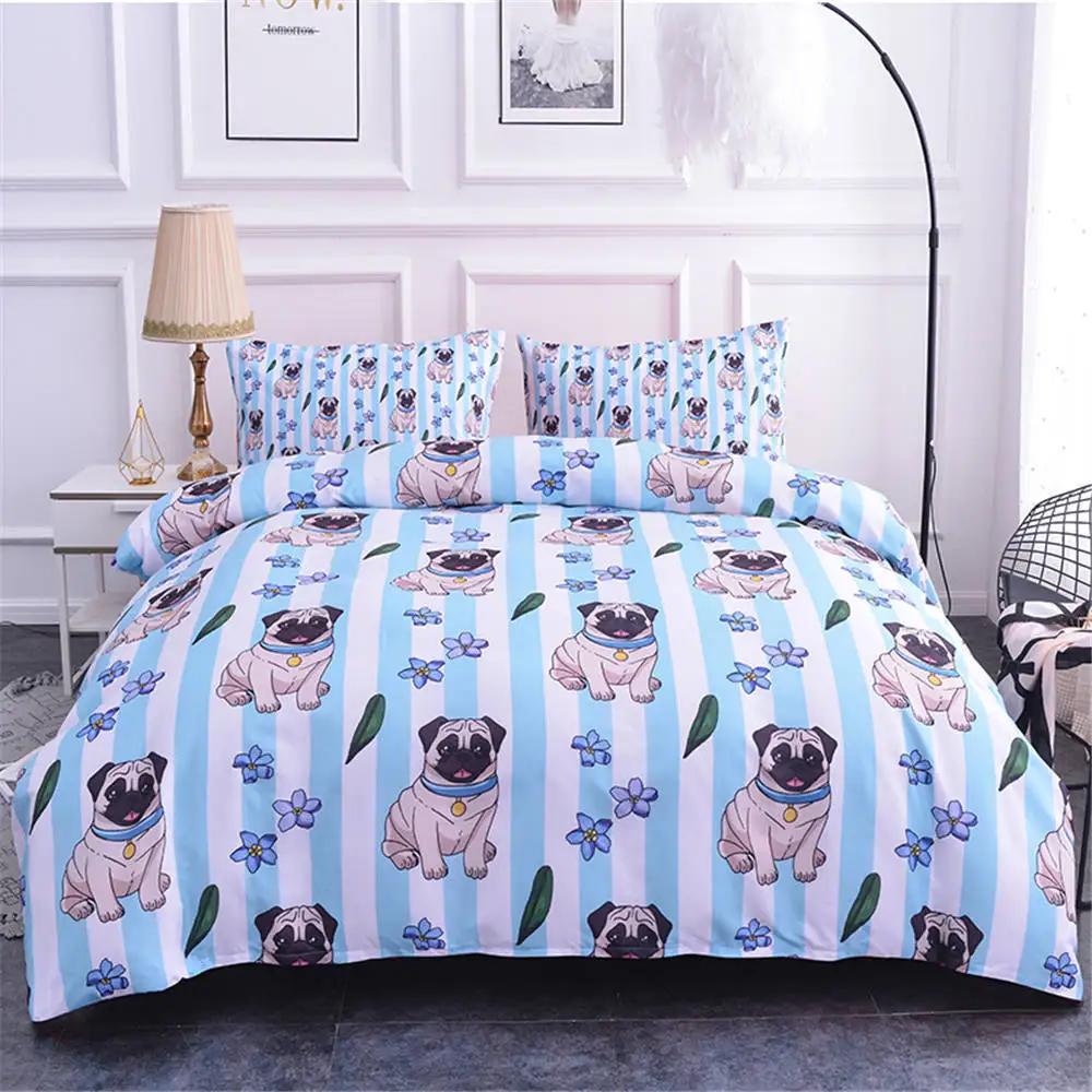 3D Dog King Queen Full Twin Duvet Cover Funny Puppy Bedding Set Teens Adult Kawaii Pet Animal White 2/3pcs Polyester Quilt Cover