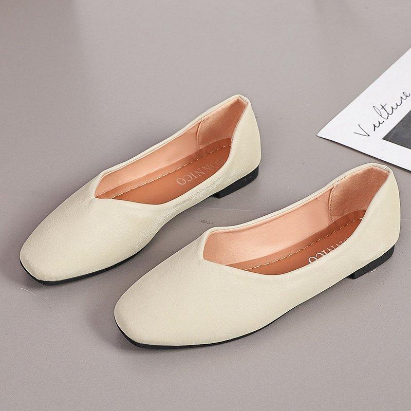 Spring and Autumn New Retro Single Shoes Women's Square Head Shoes Flat Work Shoes Grandma Shoes