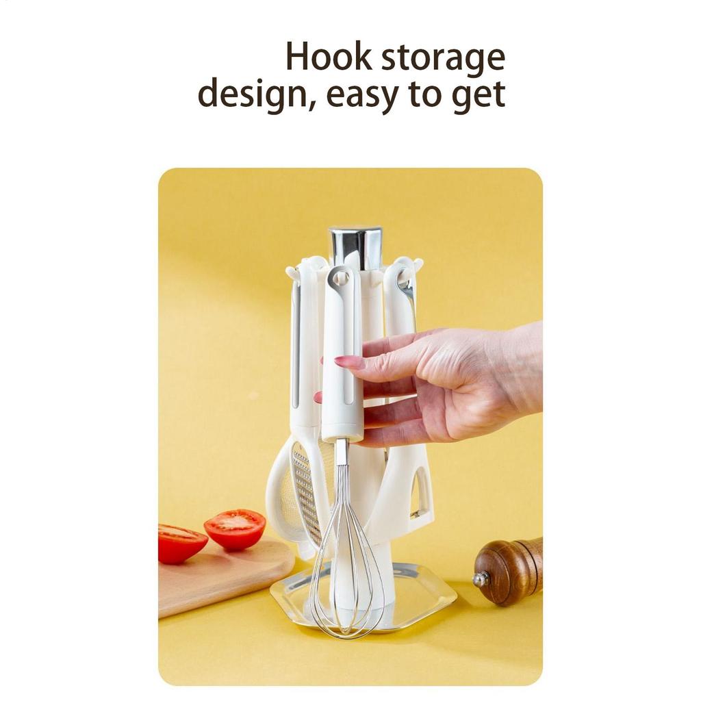 Kitchen Utensils Set Vegetable Peeler With Storage Stand Includes Bottle Opener Peeler Grater Whisk And Sifter For Home Kitchen