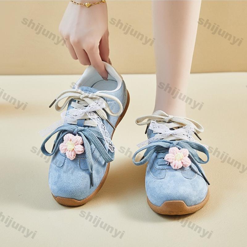 Fashion Women Shoes 2025 Spring New Fashion Breathable Non Slip Woman Sneakers Comfortable Lightweight Flower Lace Lace-up Casual Shoes