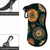 2D-Boho Floral Print Protective Zipper Sunglasses Case, Vintage Mandala Sunflower Eyeglasses Holder, Stylish Travel Eyewear Organizer for Women Men