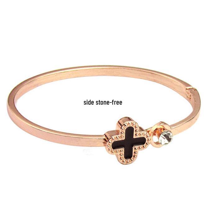 Korean Four-Leaf Clover Eco-Friendly Rose Gold Bracelet - Versatile, Popular Open Bangle
