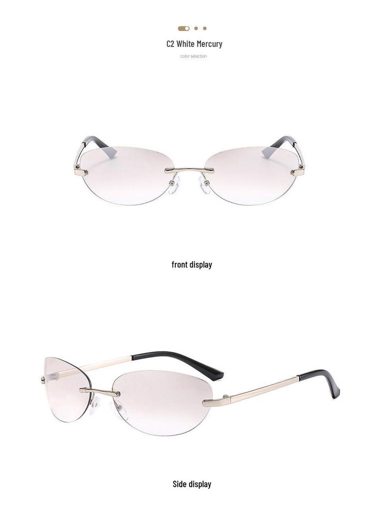 Oval Frameless Y2K Sunglasses - Unisex European & American Street Style Fashion Accessory