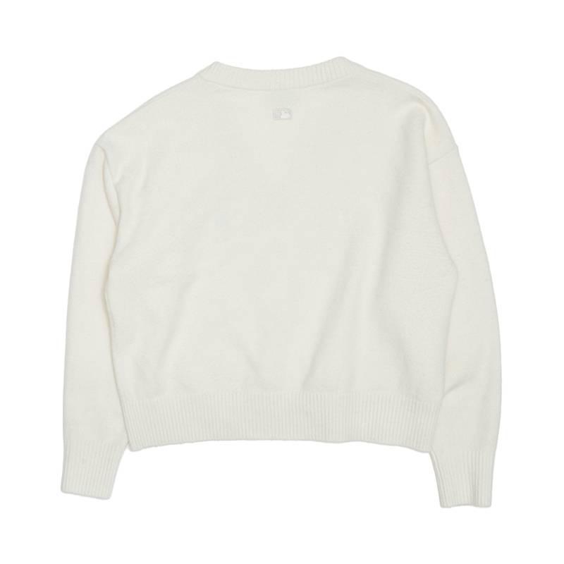 MLB New York Yankees FW/AW26 Solid Color Small Logo V-Neck Casual Sweater Women sweater 3FKPB0464-50CRS