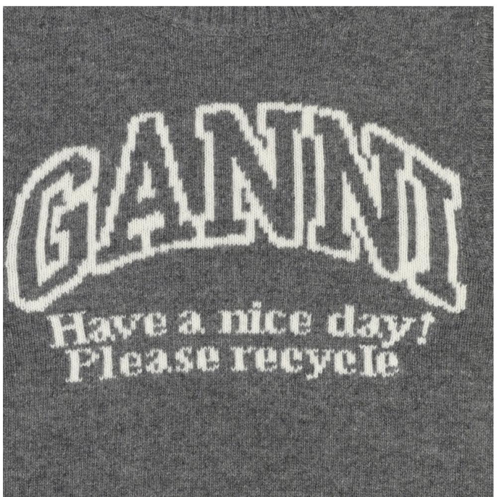 Ganni K2308 523 Graphic Logo Wool VeSt Women S Knit