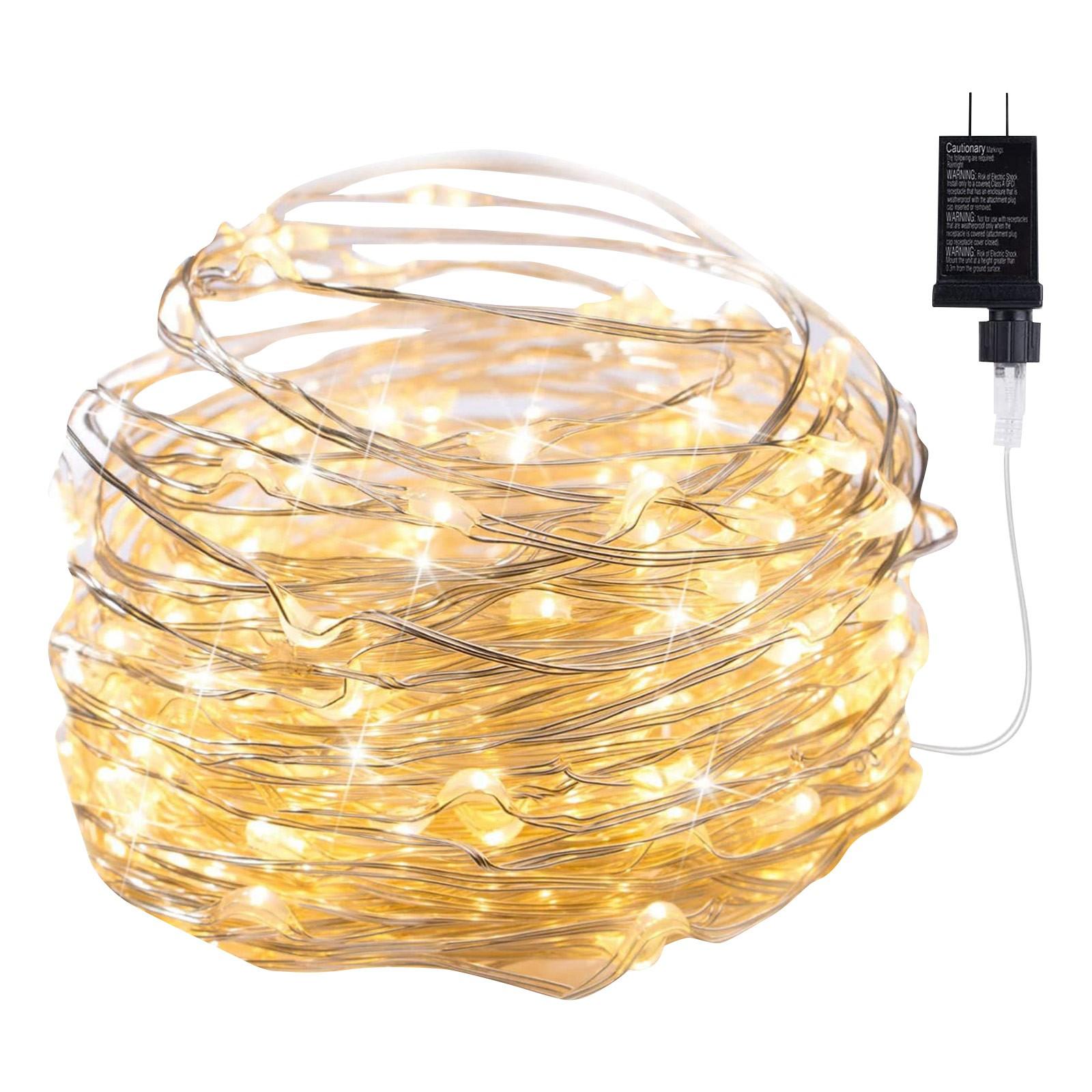 

33-футовый 100-светодиодный водонепроницаемый проводной светильник со спецификациями, подходящий для свадебного украшения внутреннего сада бежевый