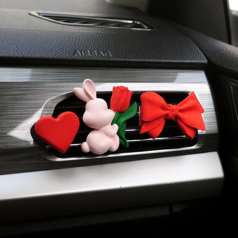 Cute Internet-Famous Bunny Car Air Freshener, Long-Lasting Aroma Diffuser, Car Vent Bouquet Decoration Clip, Gift for Girls