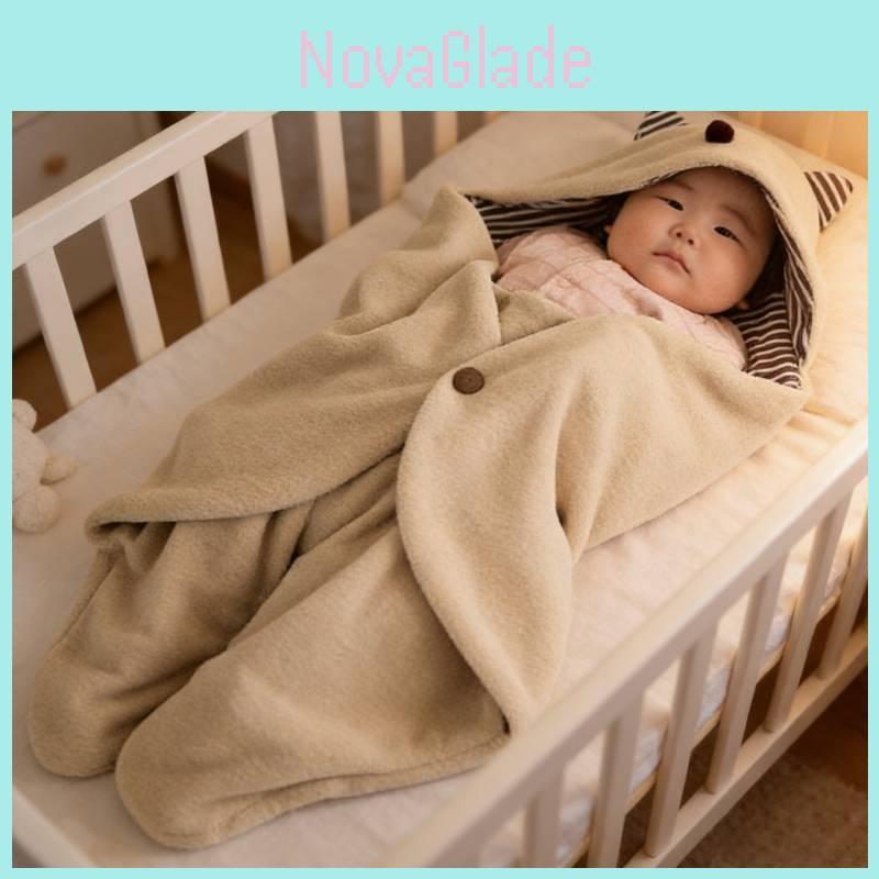 Baby-Wickeldecke mit warmer Lammwollfüllung für Neugeborene im Herbst und Winter Schlafsicherheit