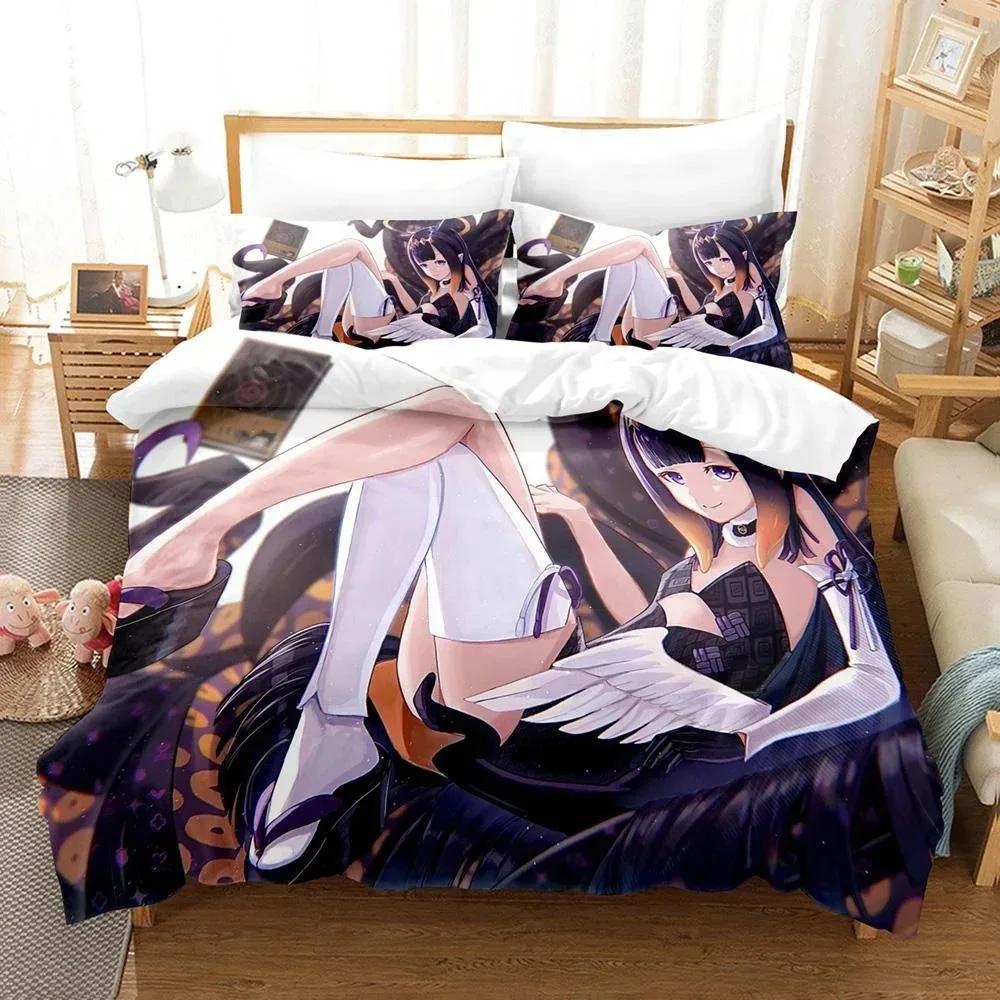 Hololive Ninomae Ina'nis holoEN Bedding Set Boys Girls Twin Queen Size Duvet Cover Pillowcase Bed Boys Adult Home Textileextile