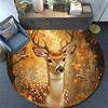 Autumn Forest Deer Round Area Rug,Carpet Rug for Living Room Bedroom Sofa Playroom Decor,Non-slip Floor Mat