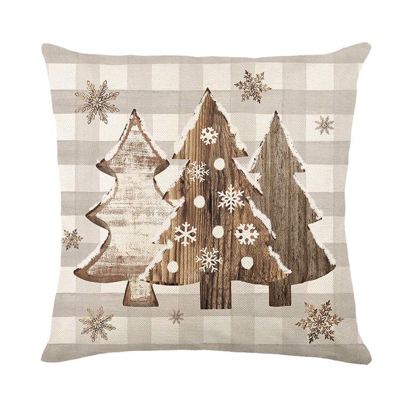 1pc Coffee Cushion Cover Christmas Tree Printed Durable Cover 2025 New for Home Ornament Xmas New Year Christmas Decoration