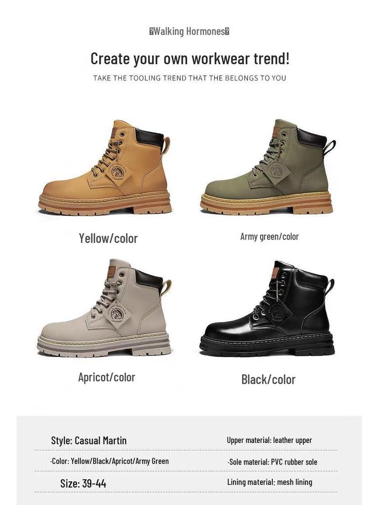 Extra velké pánské retro kožené martensky v britském stylu, velikost 48, vysoké pracovní boty