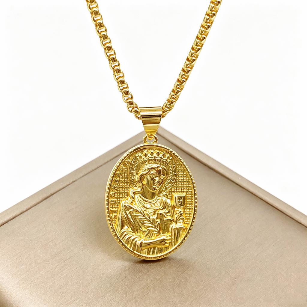 Classic Christian Catholic Jesus Christ Our Lady of Guadalupe Stainless Steel Chain Necklace for Men Women Party Amulet Jewelry