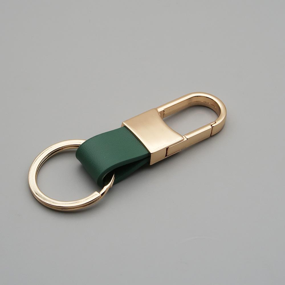 Metal and Genuine Leather Car Keychain with Customizable Laser-Engraved Logo