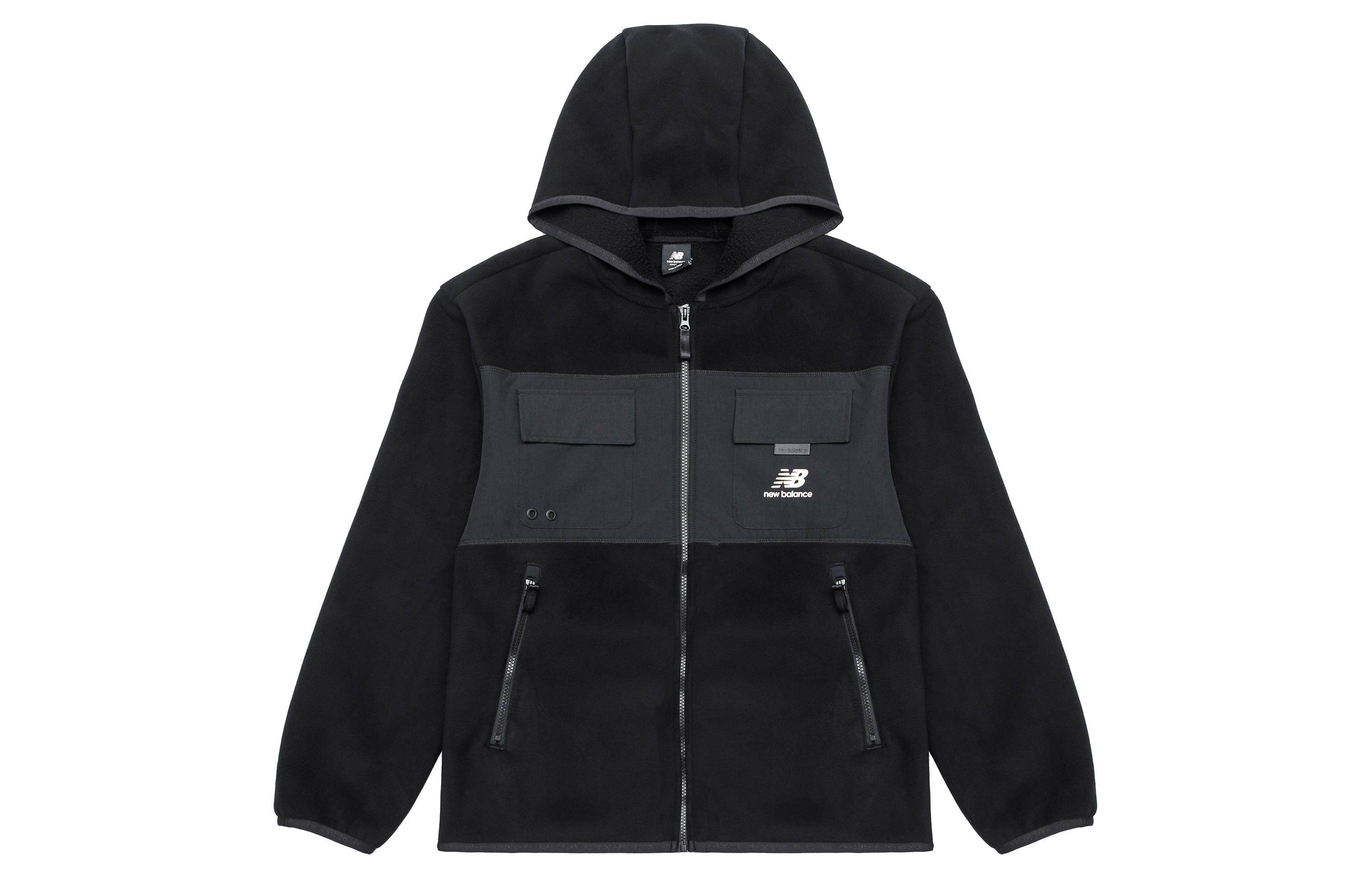 New Balance Velvet Jackets Men s Black Hooded Moderate AMJ13382-BK L