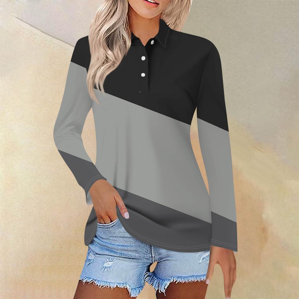 Dámská móda Ležérní klopa Krátký Dlouhý rukáv Potisk Košile Dámské Zapínací topy