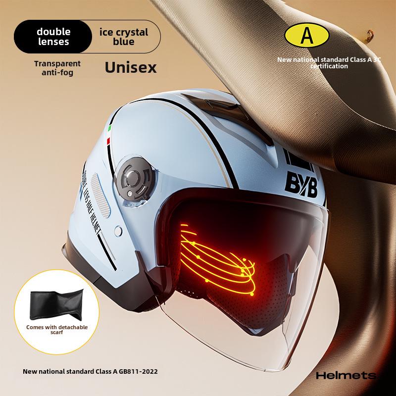 BYB A-Class 3C Certified Universal Helmet with Anti-Fog Dual Lens for Motorcycle/Electric Vehicle (Four Seasons).