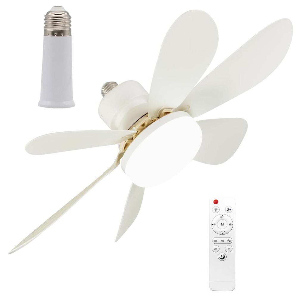 6-Blade LED Ceiling Fan Light with E27 Base for Bedroom and Study