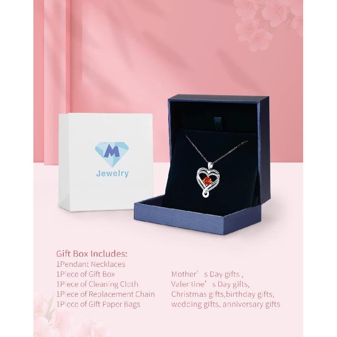 Schmuck für Frauen Ehefrau Unendlichkeit Herz Geburtsstein Ich Liebe Dich Halskette S925 Jubiläum Frauen Halsketten Geschenk für Freundin Mutter Tochter Sterling