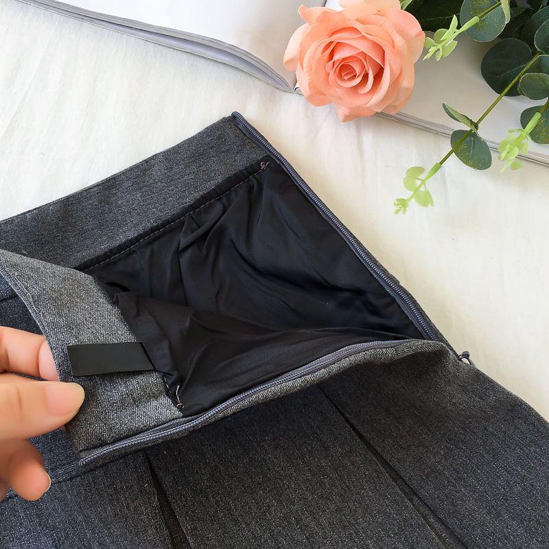 HOUZHOU Mini Skirt Women Summer Skirt Grey Korean Vintage Basic College Style Student Casual High Waist Skirt