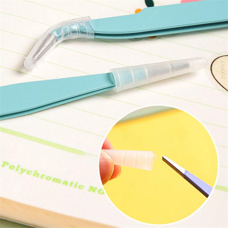 Stainless Steel Colorful Straight Curved Tweezers Pink Blue Purple DIY 1.0mm Eyelash Tweezers Nail Art Rhinestones Picking Tool