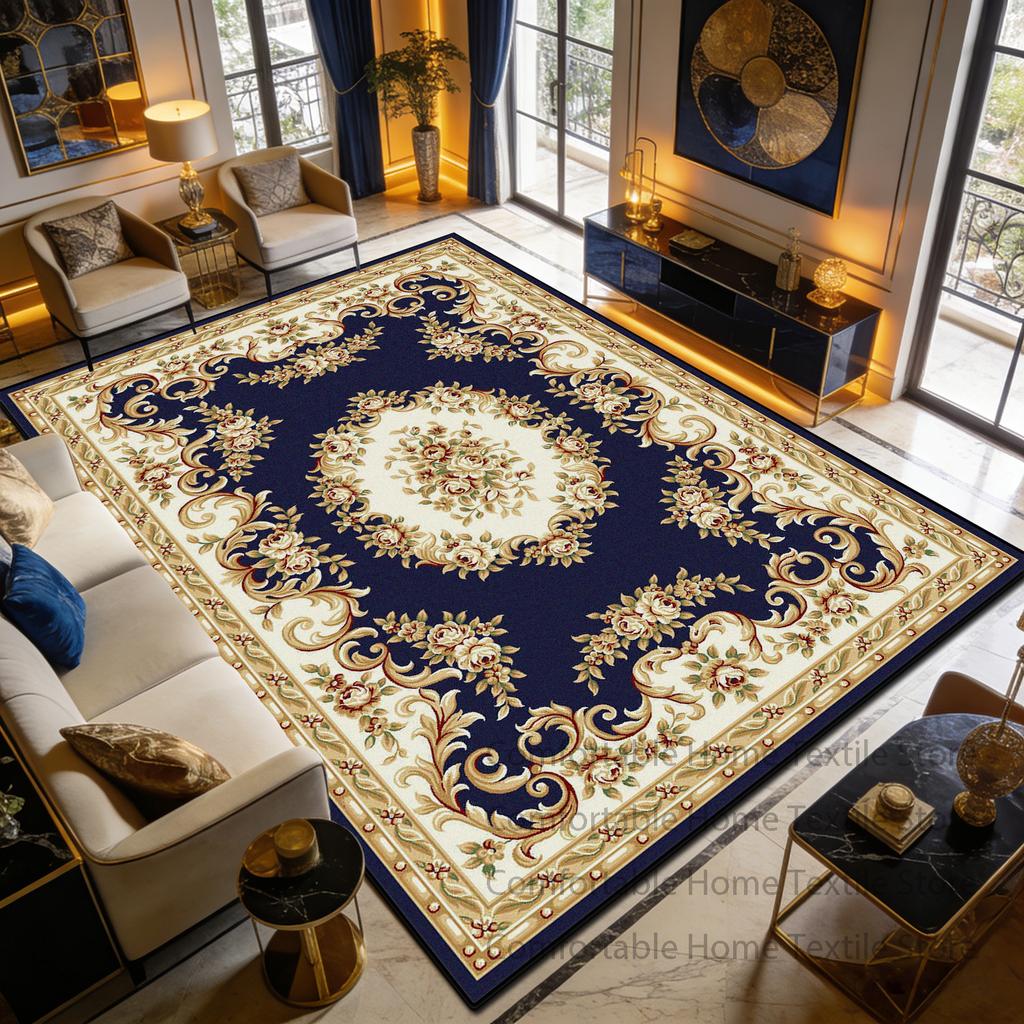 Blue Beige European Fluffy CARPET FOR LIVE ROOM Home Decoration Luxury Antiskid Soft Rug Big Size Washable Short Velvet Foot Mat