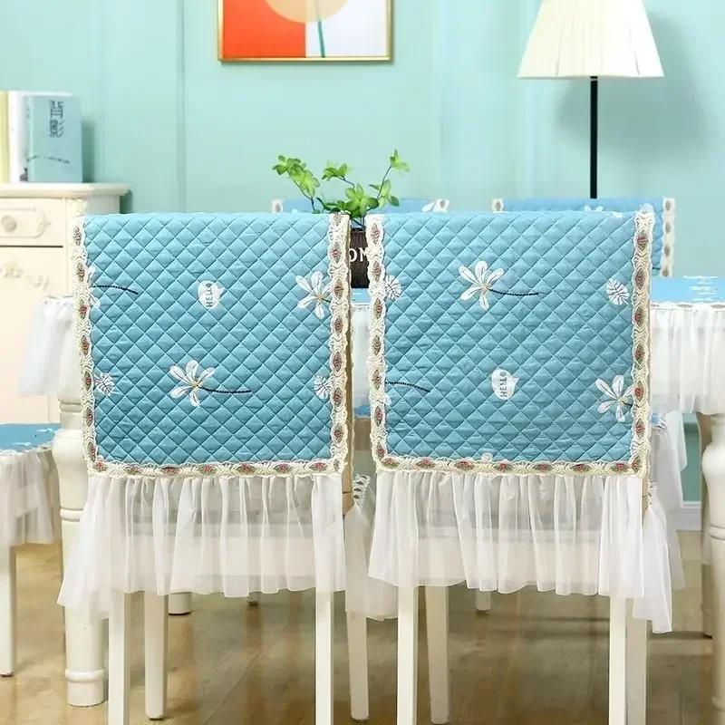 Mesa de jantar estilo europeu, almofada de cadeira de tecido integrado, renda, capa de cadeira de mesa de jantar de renda, capa de assento antiderrapante, almofada
