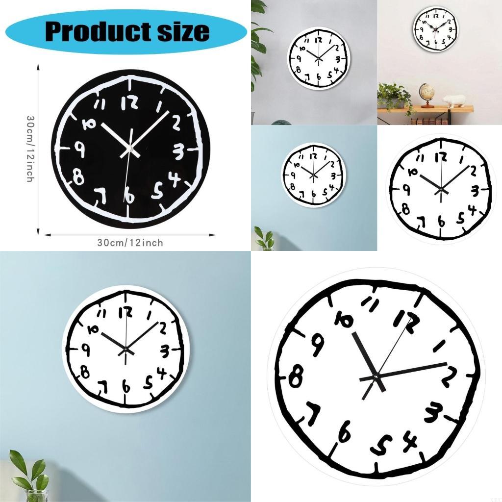 Creative Graffitis Number Wall Clock Acrylic Hanging Clock for Kitchen Study Room Living Room Home X3UC