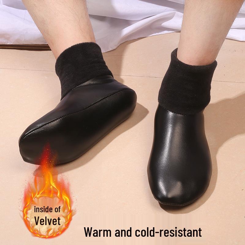 Unisexové zimní fleecem podšité protiskluzové vysoké voděodolné vnitřní ponožky