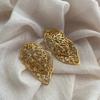 Natural Leaf Stud Earrings Are Simple and Exquisite, Niche Design, and a Hollow Leaf Is Embellished with Two White Stones To Embellish the Earrings