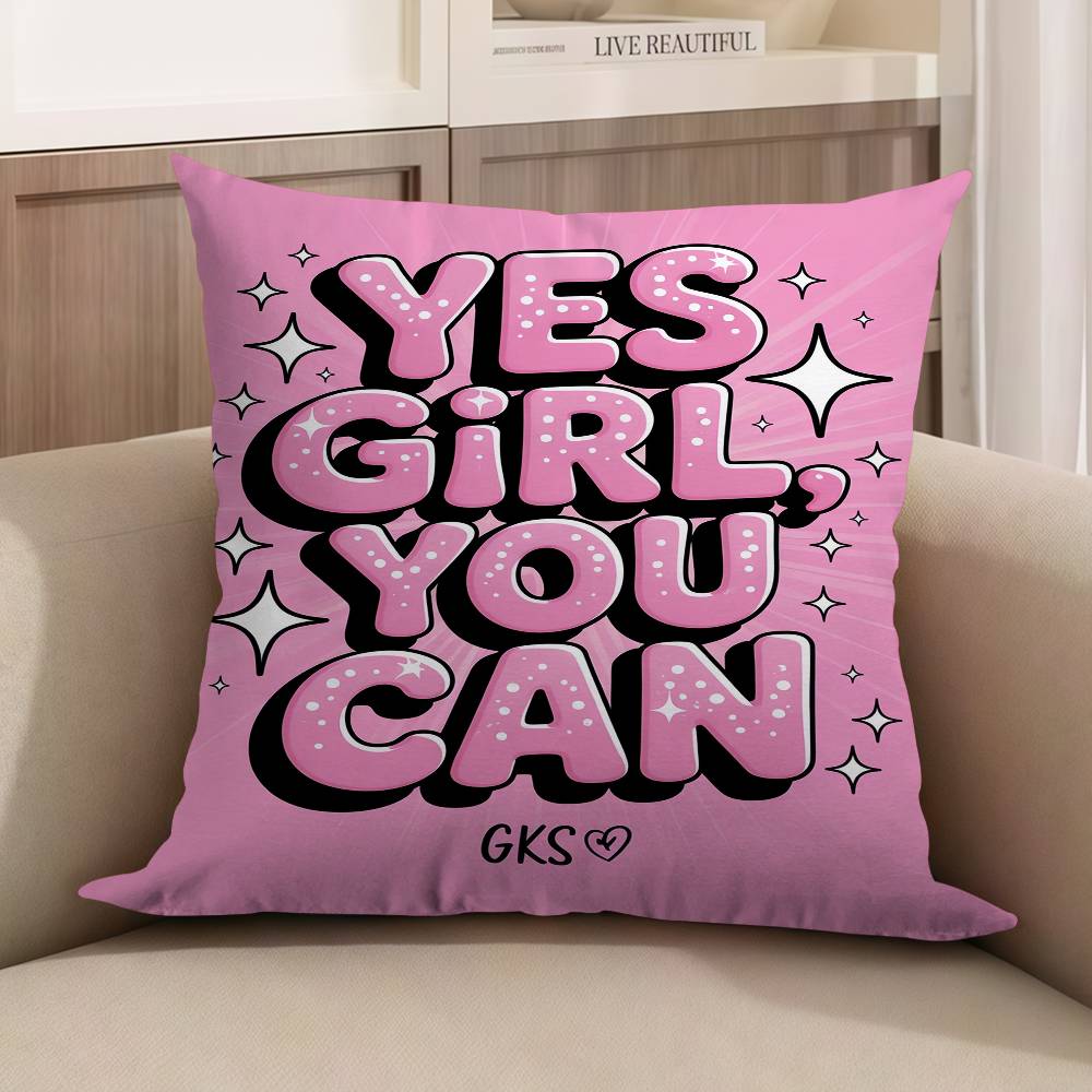 1PC Feminist Fashion Art Pink Girl Power Cushion Cover Polyester Sofa Cushions Decorative Pillows Home Decoration Pillowcover