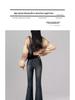 Women's Cement Gray High-Waisted Micro-Flared Jeans - Autumn 2025 Vintage Slimming Petite Pants