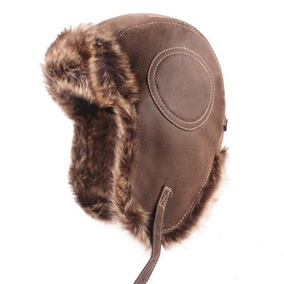 Women's Furry Bomber Hat With Earflaps Faux Leather Outdoor Men's Black Winter Snow Cap Windproof Warm Pink Faux Fur Hat